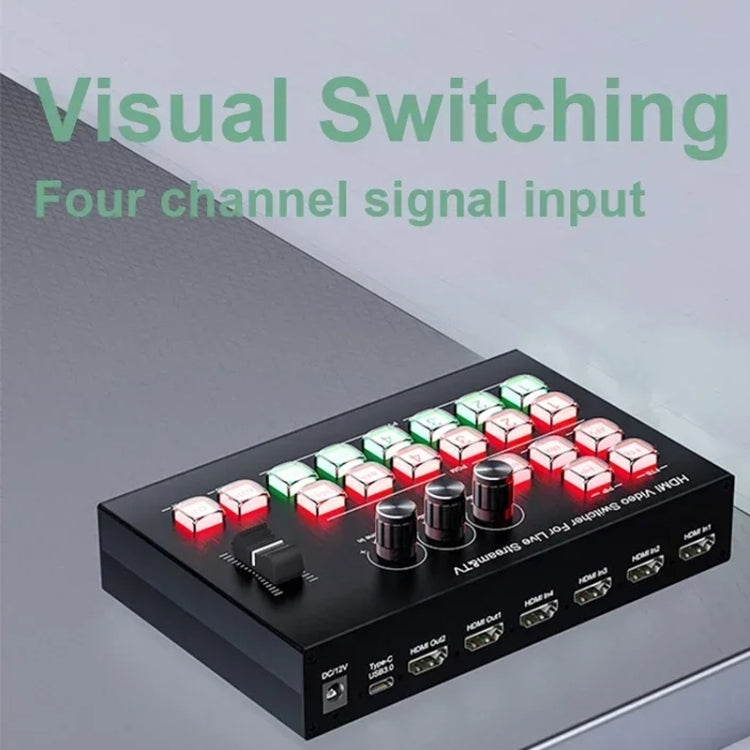 4 In 2 Out HDMI Guide Switchboard Type-C USB 3.0 Capture Port OSD Display Game Switcher UK Plug(Black) - Live Sound Effects Processors by buy2fix | Online Shopping UK | buy2fix