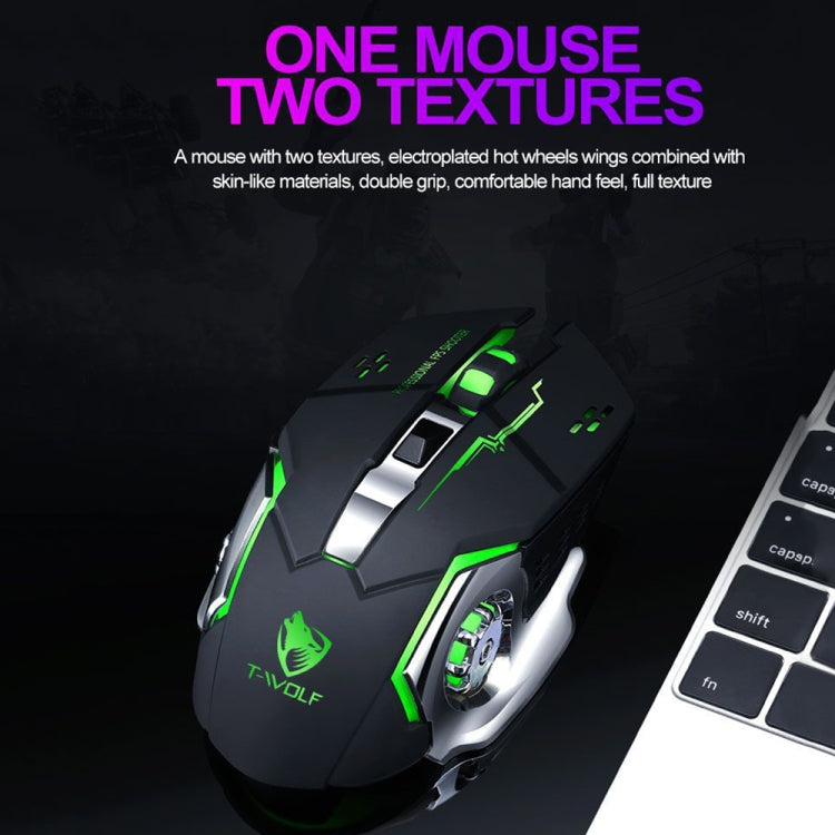 T-WOLF Q13 2.4GHz 6-keys RGB Colorful Light Gaming Wireless Mouse, Color: Single Mode White - Wireless Mice by T-WOLF | Online Shopping UK | buy2fix