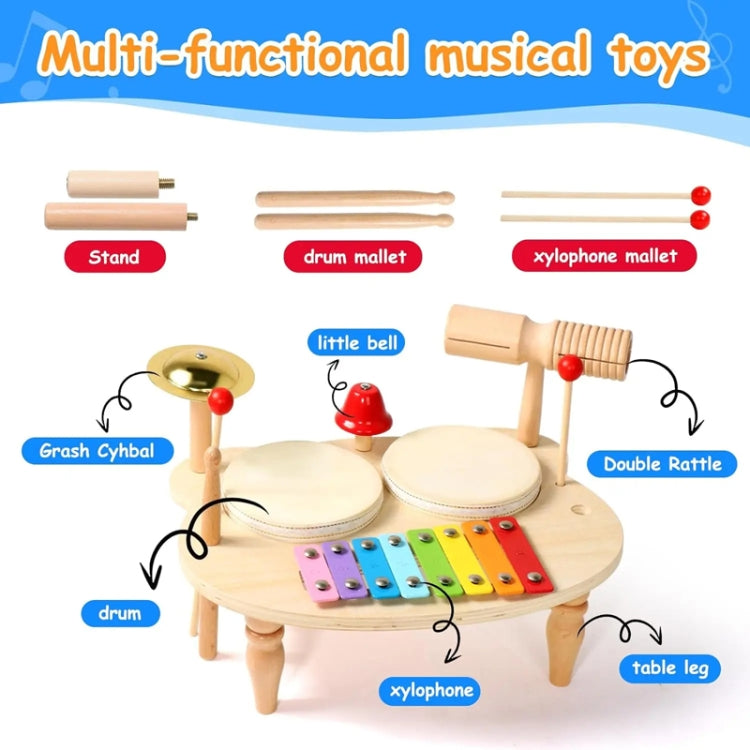 Children Wooden Desktop Music Percussion Toy Baby Early Learning Drum Enlightenment Toy, Style: Multi-function Percussion Table - Musical Instrument Toys by buy2fix | Online Shopping UK | buy2fix