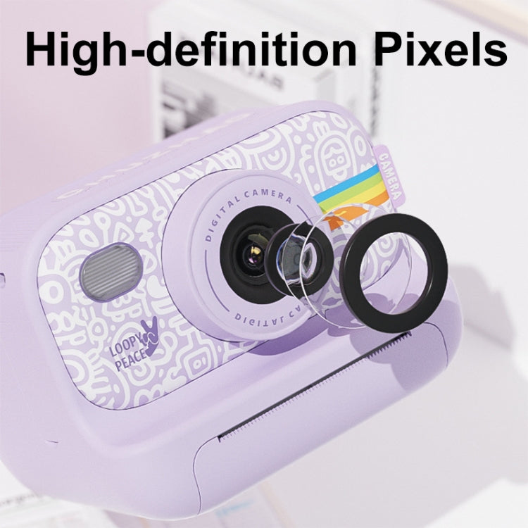 2.0-Inch LED Flash 1080P HD Recording Photo Printing Camera With 3-Rolls Paper, Color: Purple+32G - Children Cameras by buy2fix | Online Shopping UK | buy2fix