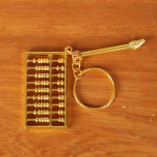 4cm With Pen Zinc Alloy Gold Plated Daily Charm Abacus Keychain - Key Rings by buy2fix | Online Shopping UK | buy2fix