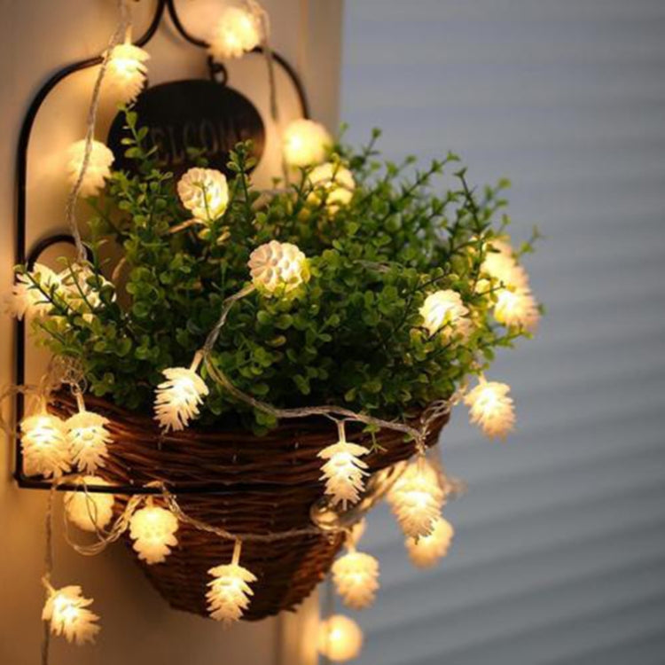 20 LEDs Solar Powered Pine Cone Outdoor Energy Saving Holiday Wedding Decoration String Light Garden Landscape Lamp(White Light) - Solar Lights by buy2fix | Online Shopping UK | buy2fix