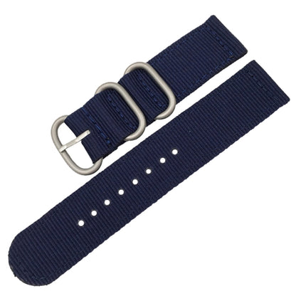 Washable Nylon Canvas Watchband, Band Width:20mm(Dark Blue with Silver Ring Buckle) - Watch Accessories & Parts by buy2fix | Online Shopping UK | buy2fix