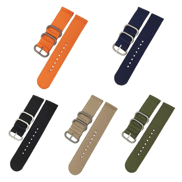 Washable Nylon Canvas Watchband, Band Width:20mm(Dark Blue with Silver Ring Buckle) - Watch Accessories & Parts by buy2fix | Online Shopping UK | buy2fix