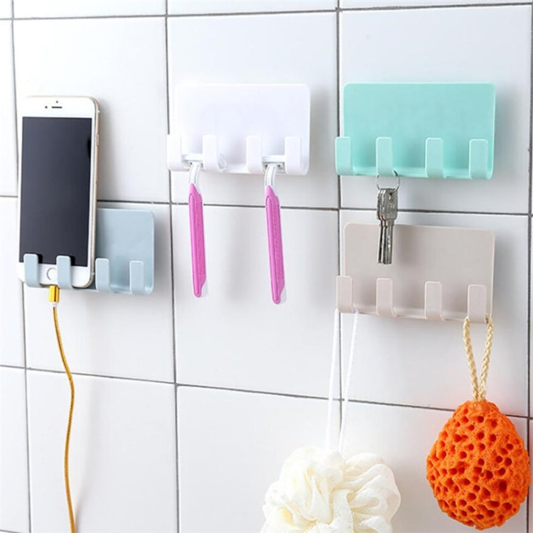 Practical Wall Sticking Phone Charging Holder Socket Strong Sticky Adhesive Sopport Rack Shelf With Hooks(Blue) - Shelf & Hooks by buy2fix | Online Shopping UK | buy2fix