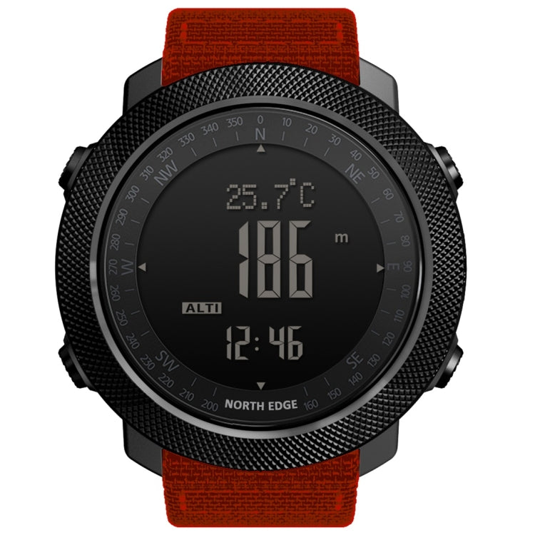 NORTH EDGE Multi-function Waterproof Outdoor Sports Electronic Smart Watch, Support Humidity Measurement / Weather Forecast / Speed Measurement, Style: Nylon Strap(Orange) - Nylon Strap Watches by NORTH EDGE | Online Shopping UK | buy2fix