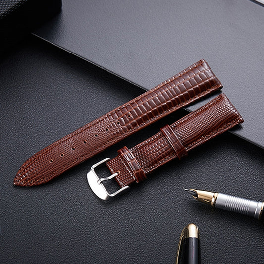 Lizard Texture Leather Strap  Watch Band, Size: 24mm(Coffee) - Watch Bands by buy2fix | Online Shopping UK | buy2fix