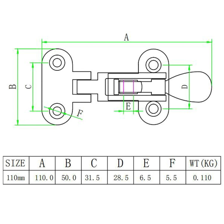 110mm 316 Stainless Steel Ship Door Buckle Distribution Box Buckle - Marine Accessories & Parts by buy2fix | Online Shopping UK | buy2fix