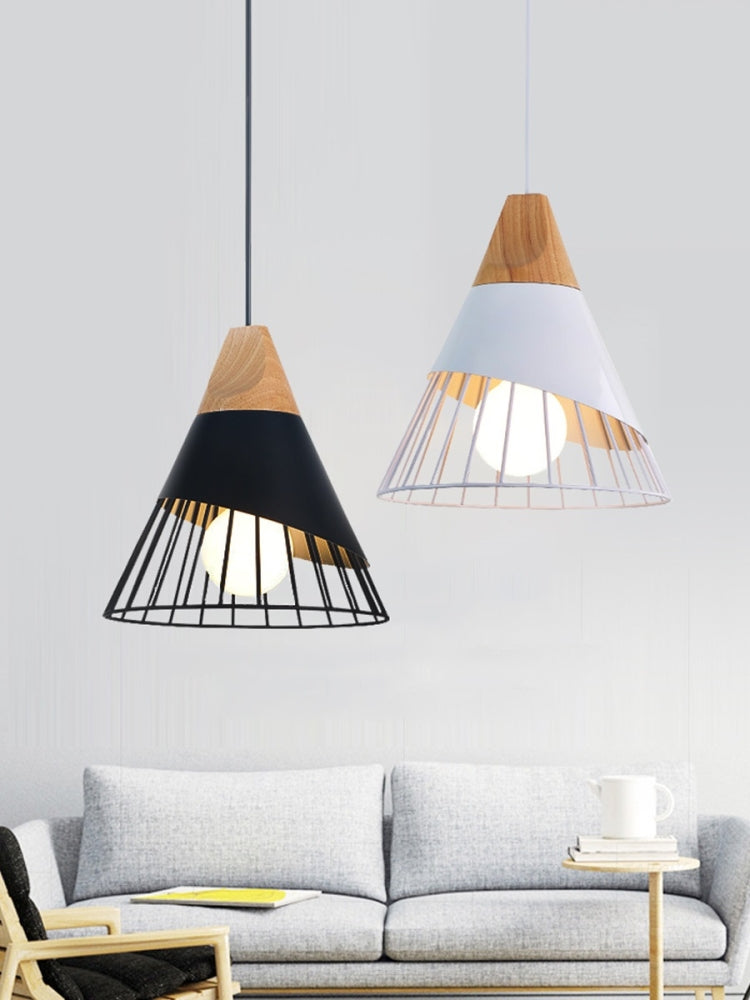 E27 Modern Lighting Iron Solid Wood Pendant Light Hanging Lamp(White) - Celling Lights & Chandeliers by YWXLight | Online Shopping UK | buy2fix