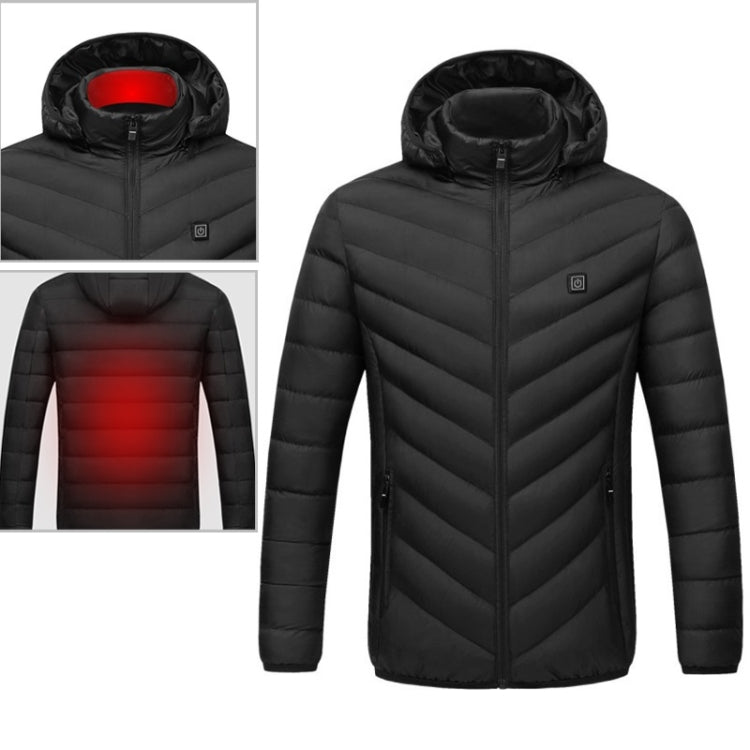 USB Heated Smart Constant Temperature Hooded Warm Coat for Men and Women (Color:Black Size:M) - Down Jackets by buy2fix | Online Shopping UK | buy2fix