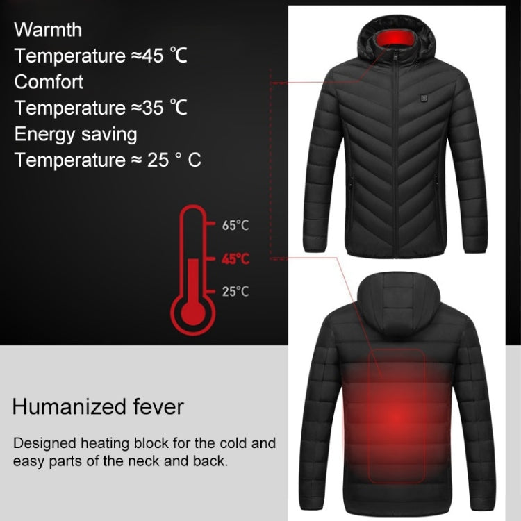 USB Heated Smart Constant Temperature Hooded Warm Coat for Men and Women (Color:Dark Blue Size:XL) - Down Jackets by buy2fix | Online Shopping UK | buy2fix