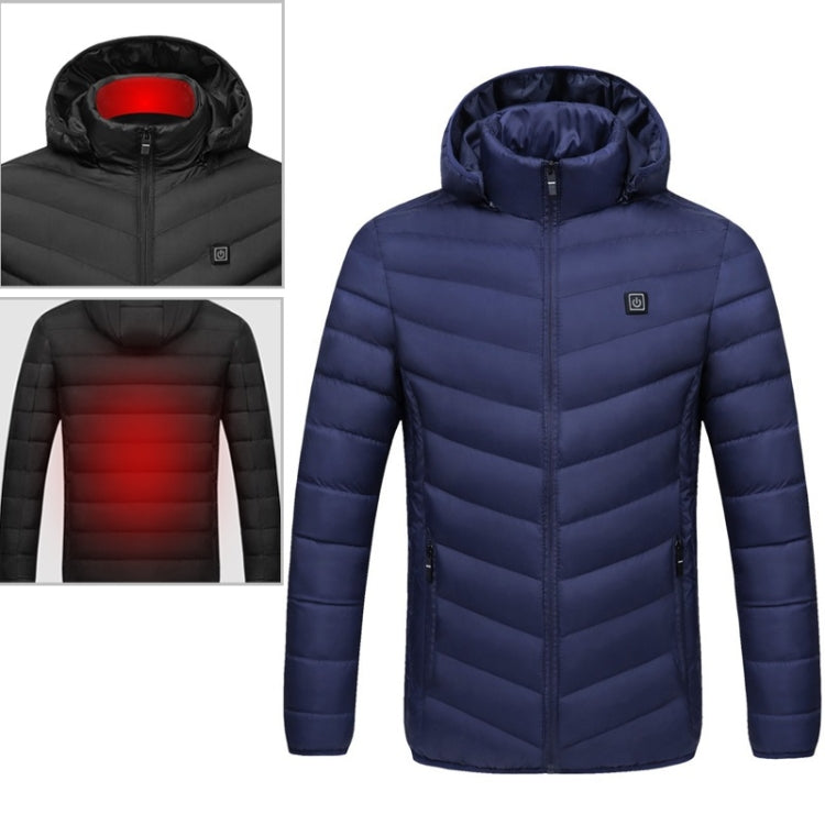 USB Heated Smart Constant Temperature Hooded Warm Coat for Men and Women (Color:Dark Blue Size:XXXL) - Down Jackets by buy2fix | Online Shopping UK | buy2fix