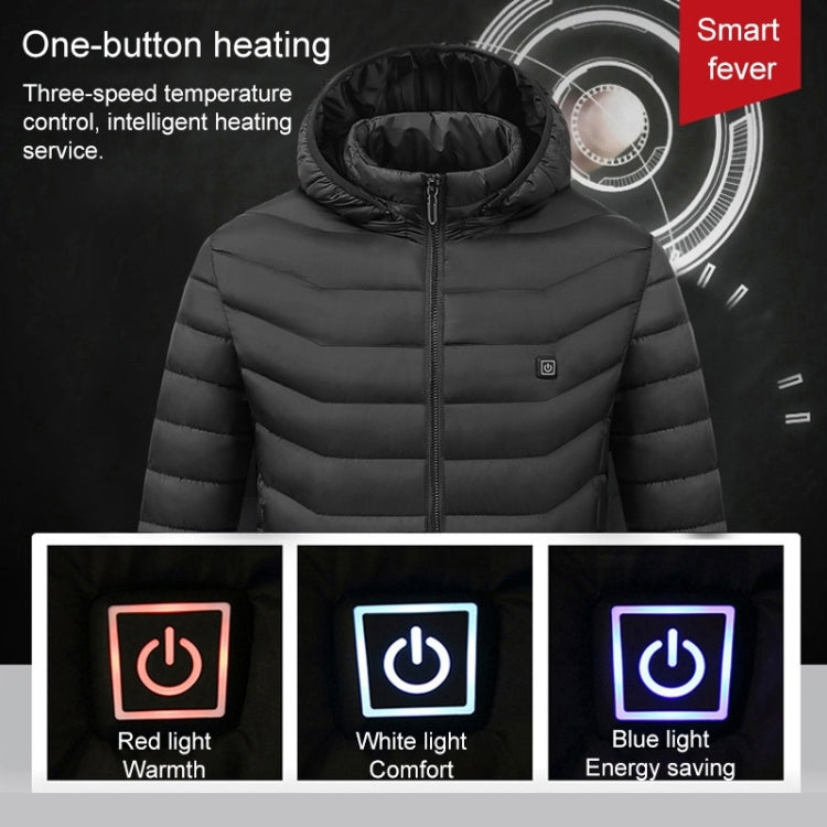 USB Heated Smart Constant Temperature Hooded Warm Coat for Men and Women (Color:Black Size:XL) - Down Jackets by buy2fix | Online Shopping UK | buy2fix