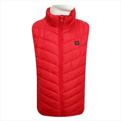 USB Security Smart Constant Temperature Fever Men Stand Collar Cotton Vest (Color:Red Size:XXL) - Down Jackets by buy2fix | Online Shopping UK | buy2fix