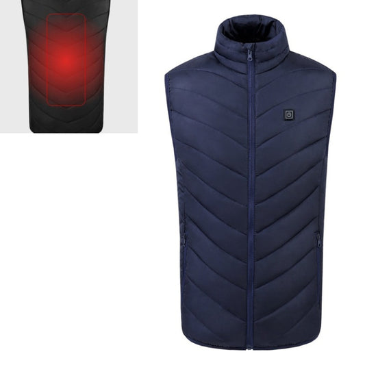 USB Security Smart Constant Temperature Fever Men Stand Collar Cotton Vest (Color:Blue Size:XXXXL) - Down Jackets by buy2fix | Online Shopping UK | buy2fix