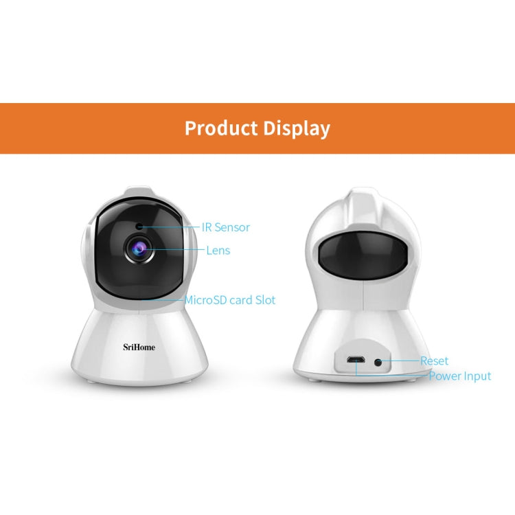 SriHome SH025 2.0 Million Pixels 1080P HD AI Auto-tracking IP Camera, Support Two Way Audio / Motion Tracking / Humanoid Detection / Night Vision / TF Card, US Plug - Security by SriHome | Online Shopping UK | buy2fix
