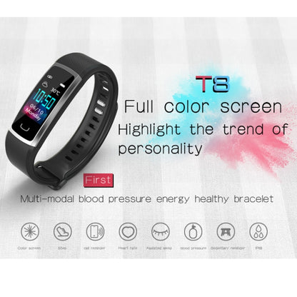 T8 0.96 inch TFT Color Screen Smart Bracelet IP68 Waterproof, Support 24h Heart Rate & Blood Pressure Monitoring / Sleep Monitoring / Multiple Sports Modes / Call Reminder(Gun Metal) - Smart Wear by buy2fix | Online Shopping UK | buy2fix