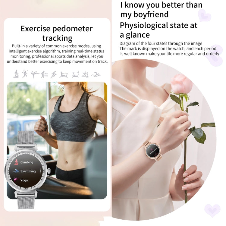 KC06 Women Menstrual Period Smart Watch Bracelet, Blood Pressure / Heart Rate Monitoring, Steel Strap(Silver) - Smart Wear by buy2fix | Online Shopping UK | buy2fix