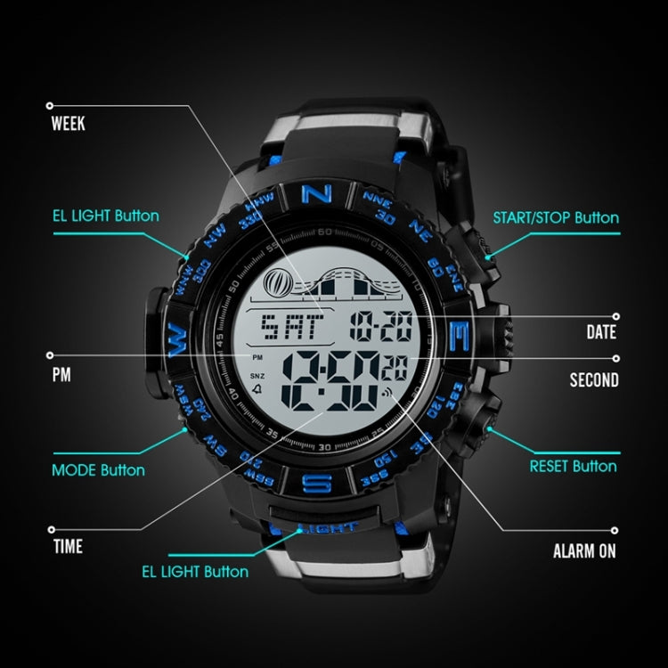 SKMEI 1380 Men Fashionable Outdoor 50m Waterproof Digital Watch Large Dial Sports Wrist Watch(Black) - Sport Watches by SKMEI | Online Shopping UK | buy2fix