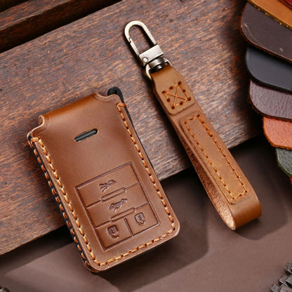 For Cadillac 4-button C090 Car Key Leather Protective Case (Brown) - In Car by buy2fix | Online Shopping UK | buy2fix