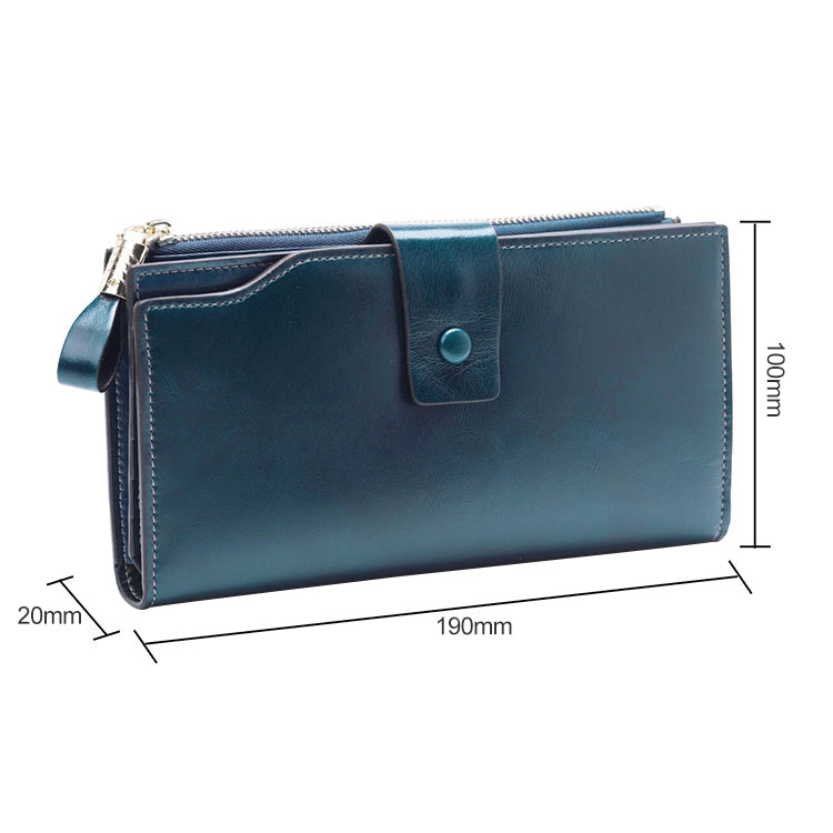 8236 Antimagnetic RFID Multi-function Oil Wax Leather Lady Wallet Large-capacity Purse (Blue) - Home & Garden by buy2fix | Online Shopping UK | buy2fix