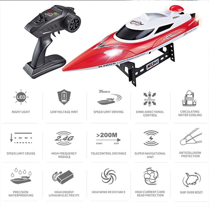 HongXunJie HJ806 2.4Ghz Water Cooling High Speed Racing Boats with Remote Controller, Auto Flip Function, 200m Control Distance(Red) - RC Boats by buy2fix | Online Shopping UK | buy2fix