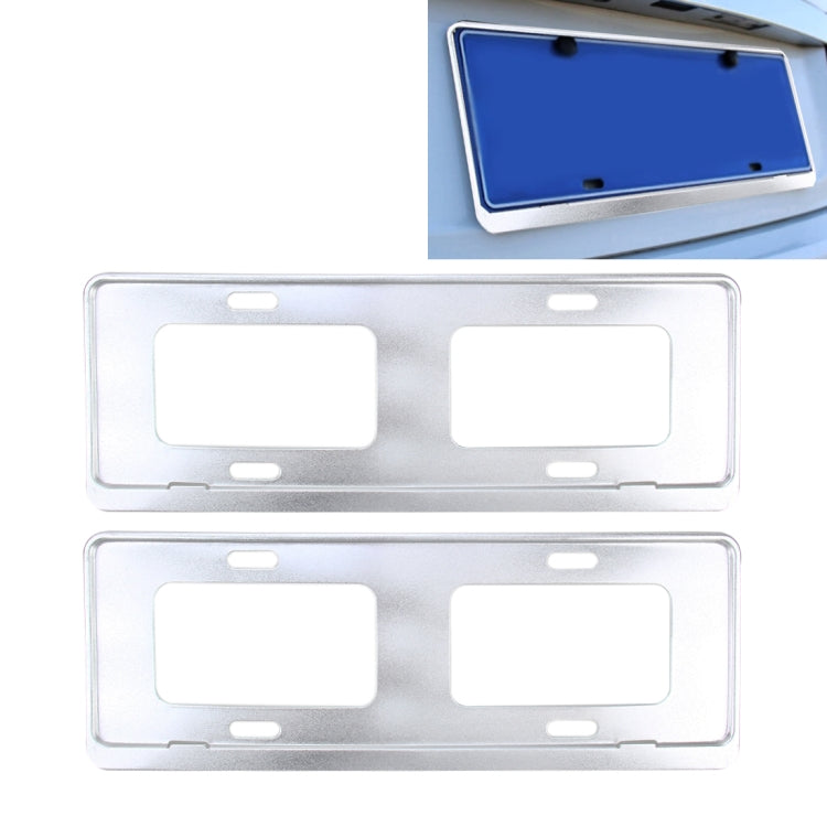 2 PCS Car License Plate Frames Stainless Steel License Plate Frame(White) - License Plate Covers & Frames by buy2fix | Online Shopping UK | buy2fix