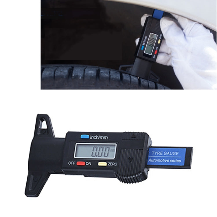 0-25mm Electronic Digital Tread Plan Refinding Rounds Refinding Outcome Exists Tread Tablets Type Gauge Depth Vernier Caliper Measuring Tools(Black) - In Car by buy2fix | Online Shopping UK | buy2fix