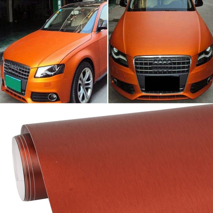 1.52 * 0.5m Waterproof PVC Wire Drawing Brushed Chrome Vinyl Wrap Car Sticker Automobile Ice Film Stickers Car Styling Matte Brushed Car Wrap Vinyl Film (Orange) - Auto Film by buy2fix | Online Shopping UK | buy2fix