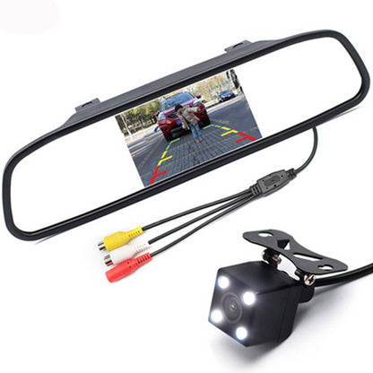 PZ603 Car Video Monitor HD Auto Parking LED Night Vision CCD Reverse Rear View Camera with 4.3 inch Car Rear View Mirror - In Car by buy2fix | Online Shopping UK | buy2fix