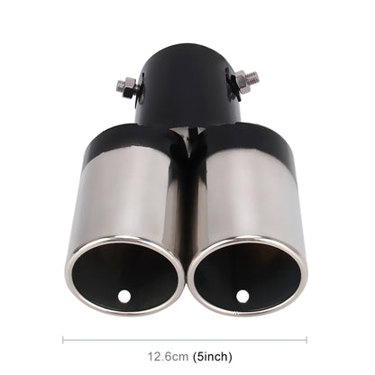 Universal Car Styling Stainless Steel Straight Double Outlets Exhaust Tail Muffler Tip Pipe(Black) - In Car by buy2fix | Online Shopping UK | buy2fix