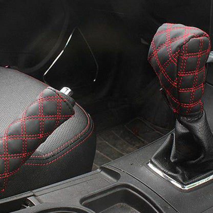 2 PCS Car Hand Brake Cover Shift Knob Gear Stick Cushion Sets Cover Car Accessory Interior Decoration Pad(Red) - Shift Knob by buy2fix | Online Shopping UK | buy2fix