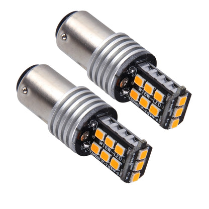 2 PCS 1157/BAY15D 3W 15 SMD-3528-LEDs Car Turn Light, DC 12V(Yellow Light) - Arrow Turn Lights by buy2fix | Online Shopping UK | buy2fix