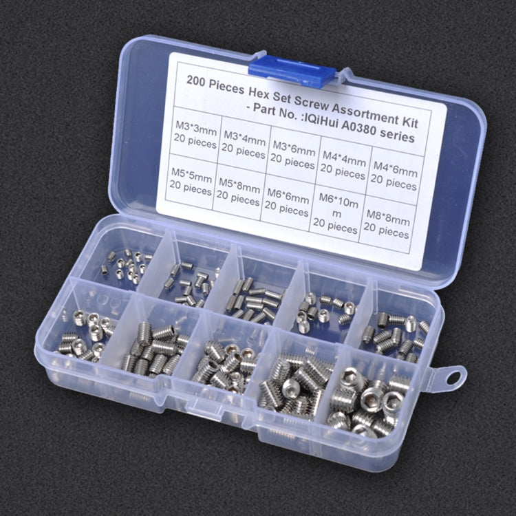 200 PCS Car 304 Stainless Steel Concave Head Hexagon Socket Screws Assortment Kit - In Car by buy2fix | Online Shopping UK | buy2fix