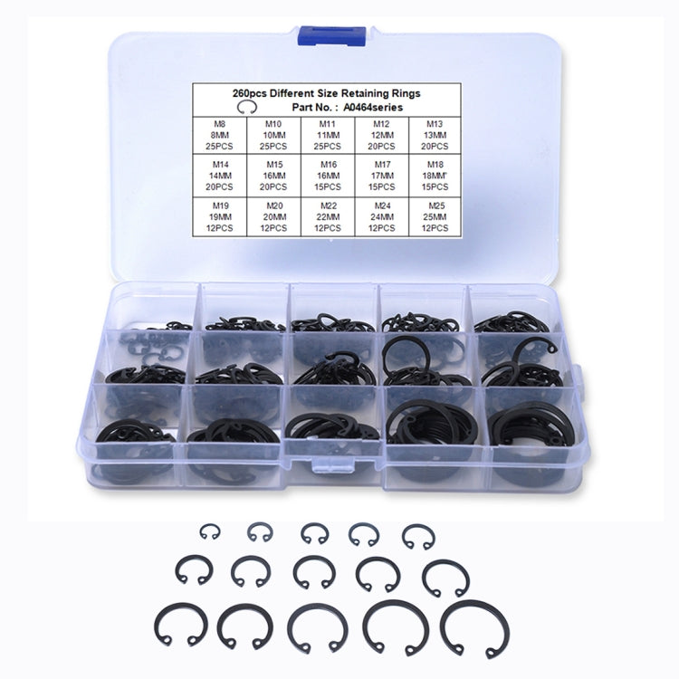 260 PCS Car C Shape Circlip Snap Ring Assortment Retaining Rings - In Car by buy2fix | Online Shopping UK | buy2fix