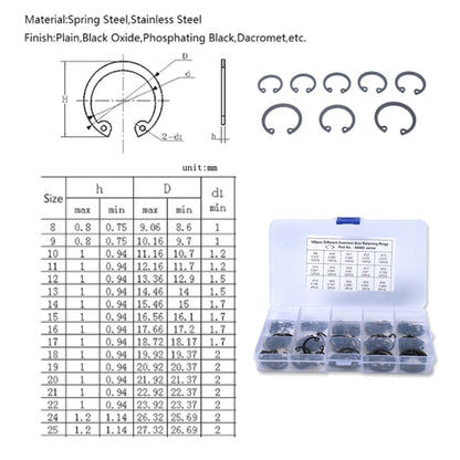 180 PCS Car C Shape Circlip Snap Ring Assortment Retaining Rings - In Car by buy2fix | Online Shopping UK | buy2fix