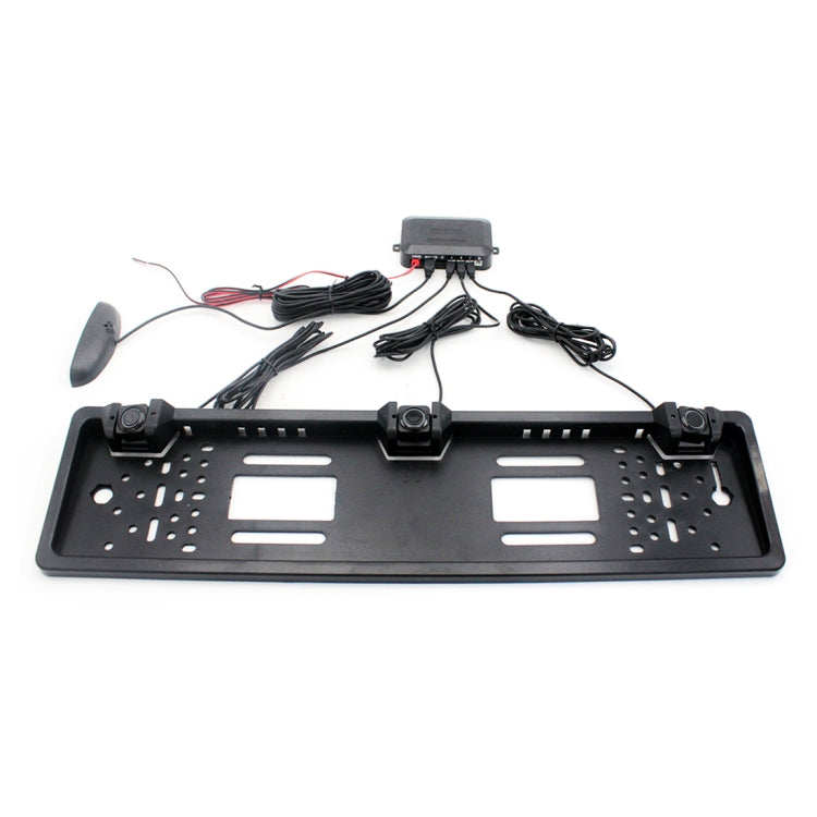 PZ300L Europe Car License Plate Frame Parking Sensors Reversing Radar with 3 Radar Detector - In Car by buy2fix | Online Shopping UK | buy2fix
