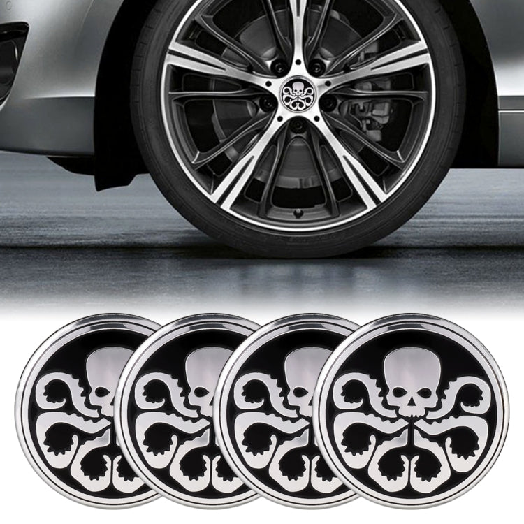 4 PCS Car-Styling Skull Pattern Wheel Hub Decorative Sticker, Diameter: 5.8cm - Decorative Sticker by buy2fix | Online Shopping UK | buy2fix