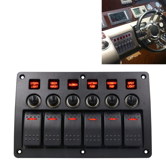 3Pin 6 Way Switches Combination Switch Panel with Light and Projector Lens for Car RV Marine Boat - In Car by buy2fix | Online Shopping UK | buy2fix