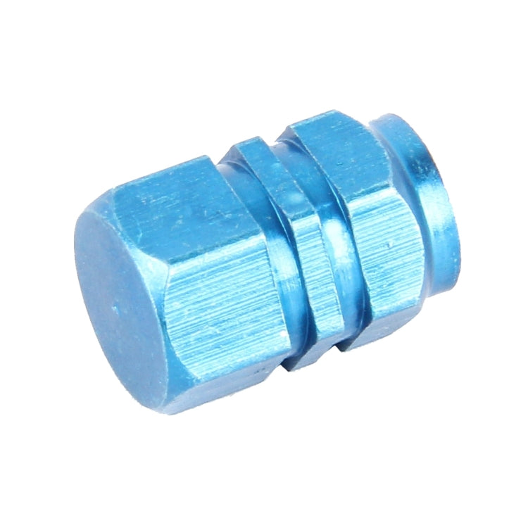 4PCS SA Metal Plated Hexagon Shape Universal Tire Valve Stem Cap(Blue) - In Car by buy2fix | Online Shopping UK | buy2fix