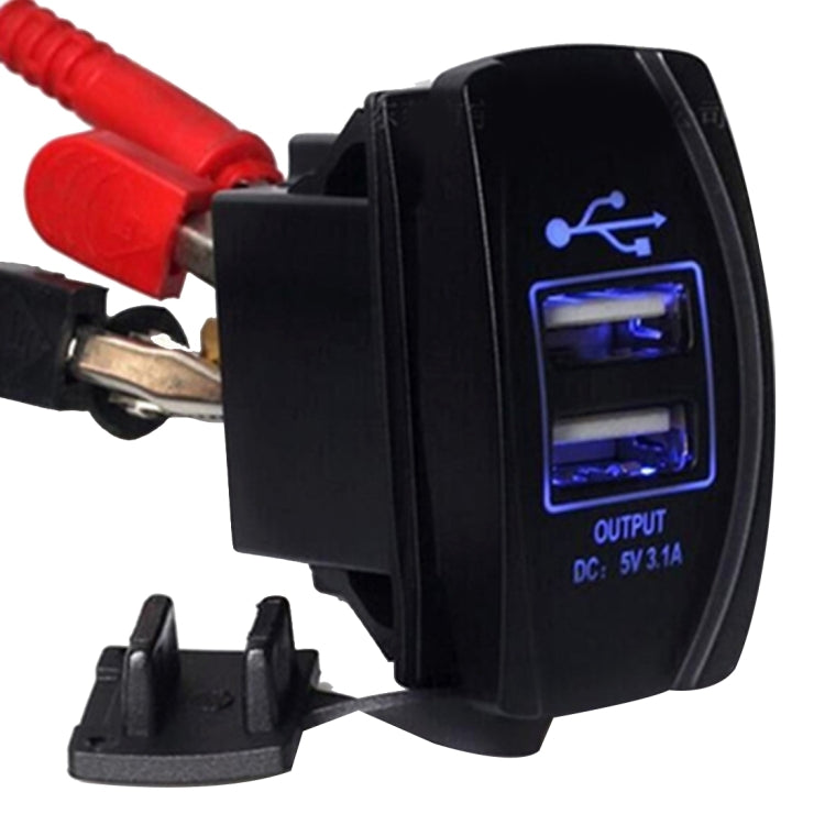 Car Motorcycle Dual USB Port Charge with Dustproof Cover and LED Light(Random Color Delivery) - Car Charger by buy2fix | Online Shopping UK | buy2fix