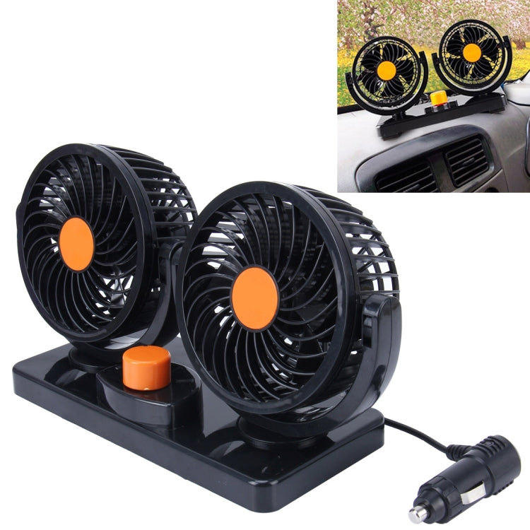 HUXIN HX-T304 10W 360 Degree Adjustable Rotation Two Head Low Noise Mini Electric Car Fan, DC 24V - Heating & Fans by buy2fix | Online Shopping UK | buy2fix