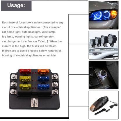 1 in 6 Out 6 Way Circuit Fuse Box Screw Terminal Section Fuse Holder Kits with LED Warning Indicator for Auto Car Truck Boat - In Car by buy2fix | Online Shopping UK | buy2fix