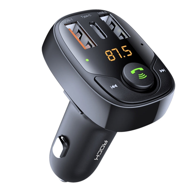 ROCK B301 Dual USB + PD Bluetooth 5.0 FM Transmitter & Car Charger, Support TF Card / U-disk(Black) - Bluetooth Car Kits by ROCK | Online Shopping UK | buy2fix