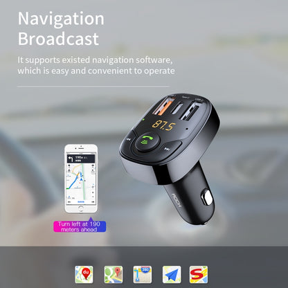 ROCK B301 Dual USB + PD Bluetooth 5.0 FM Transmitter & Car Charger, Support TF Card / U-disk(Black) - Bluetooth Car Kits by ROCK | Online Shopping UK | buy2fix