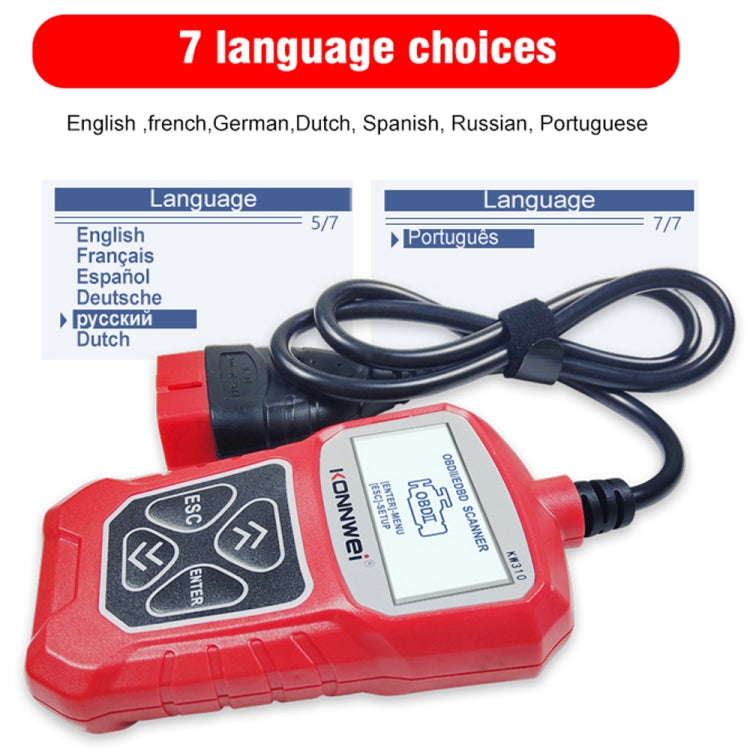 KONNWEI KW310 OBD Car Fault Detector Code Reader ELM327 OBD2 Scanner Diagnostic Tool(Red) - Code Readers & Scan Tools by KONNWEI | Online Shopping UK | buy2fix