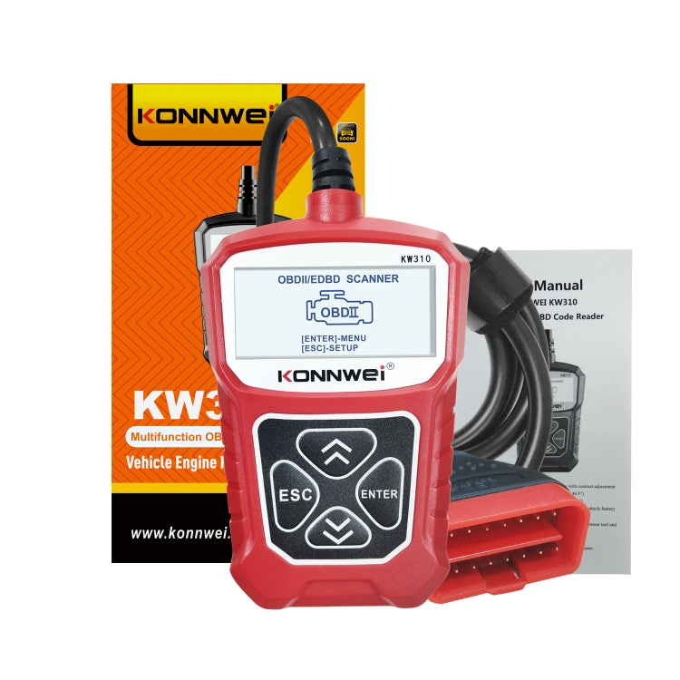 KONNWEI KW310 OBD Car Fault Detector Code Reader ELM327 OBD2 Scanner Diagnostic Tool(Red) - Code Readers & Scan Tools by KONNWEI | Online Shopping UK | buy2fix