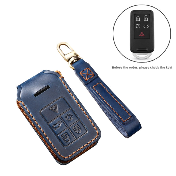 Hallmo Car Cowhide Leather Key Protective Cover Key Case for Volvo 5-button(Brown) - Car Key Cases by Hallmo | Online Shopping UK | buy2fix