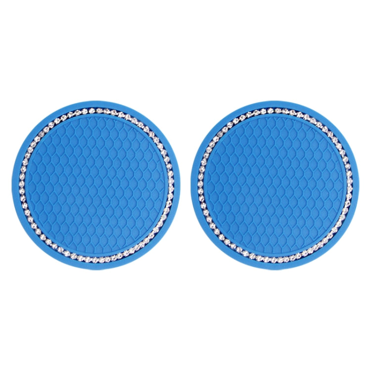 2 PCS Car Diamond Anti-skid Soft Rubber Water Cup Mat(Blue) - In Car by buy2fix | Online Shopping UK | buy2fix