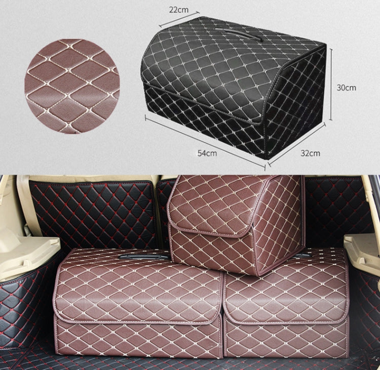 Car Trunk Foldable Storage Box, Rhombic Grid Large Size: 54 x 32 x 30cm (Coffee) - In Car by buy2fix | Online Shopping UK | buy2fix